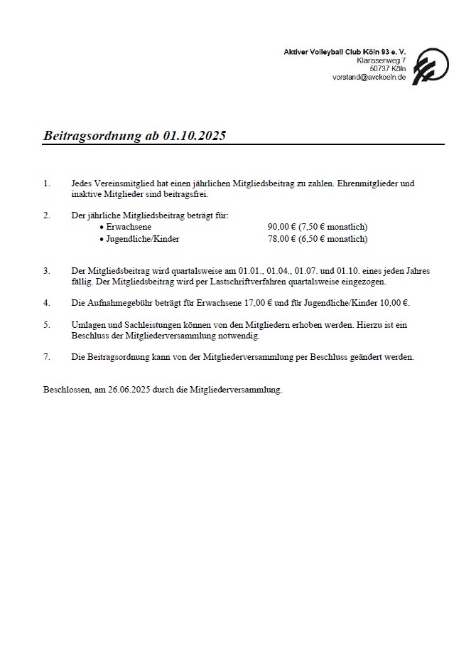 Beitragsordnung